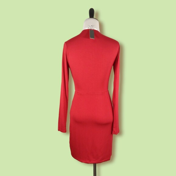 Lovers + Friends Revolve dress tie front stone cold Long Sleeve XS NWT Red‎ - Picture 3 of 9